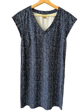 Eddie Bauer Sz S Navy Dress with White Dash Motif Performance